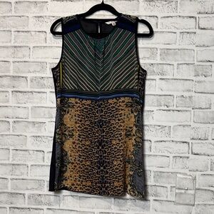 Cabi Multicolor abstract Sleeveless Patterned Top stripes and animal print SZ sm